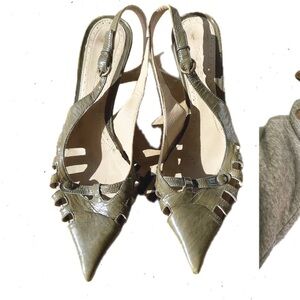 Green Pointed Slingback Heels